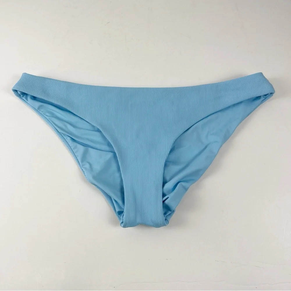 NEW Becca Rebecca Virtue Bikini Bottom Womens Size Medium Blue Fine Line Hipster